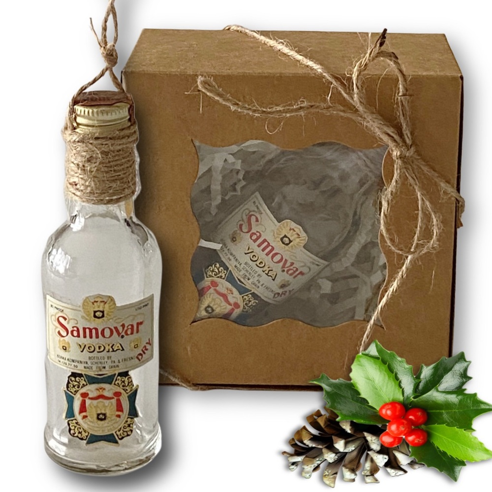 Samovar Dry Vodka Artisan Vintage Miniature Glass Bottle Unique Ornament